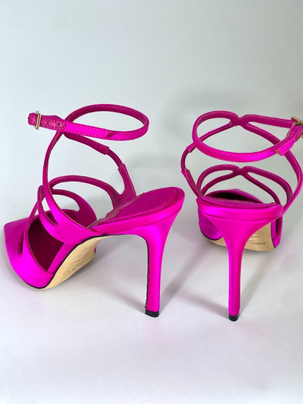 New Jimmy Choo Azia 95 Satin Pumps | Fuchsia Pink Strappy Heels | Size 8 - Picture 8 of 12